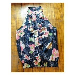 Forever 21 High Neck Ruffled Floral Tank Top